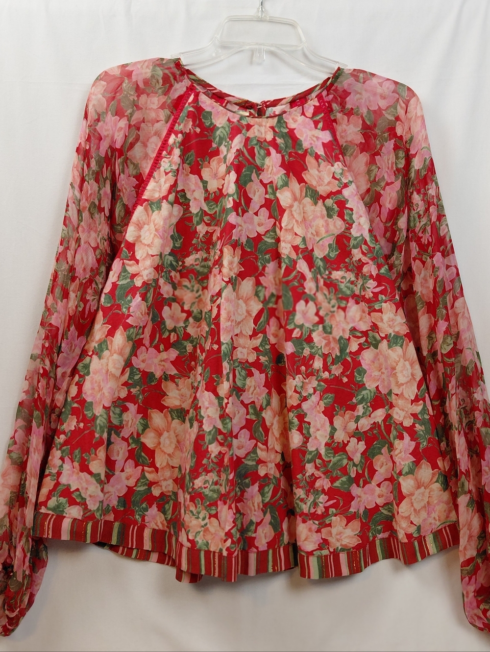 Nikasha Anthropologie Christine Rose Women's Size Small‎ Sheer Sieeves Floral